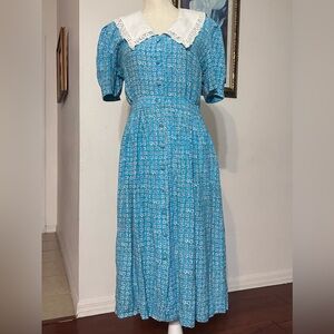 Karin Stevens Blue Midi Dress with White Collar